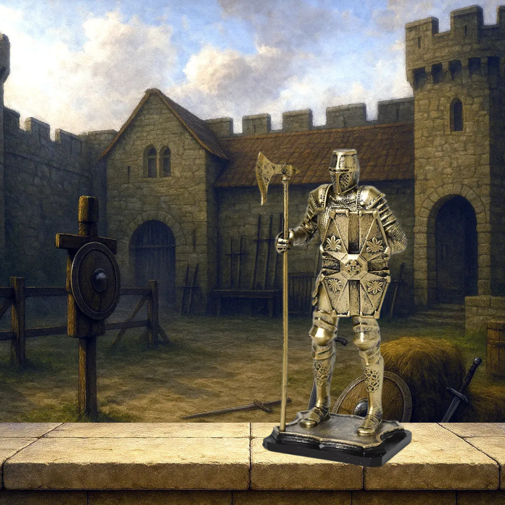 Medieval Knight Statues – Vintage Warrior Silver and Gold
