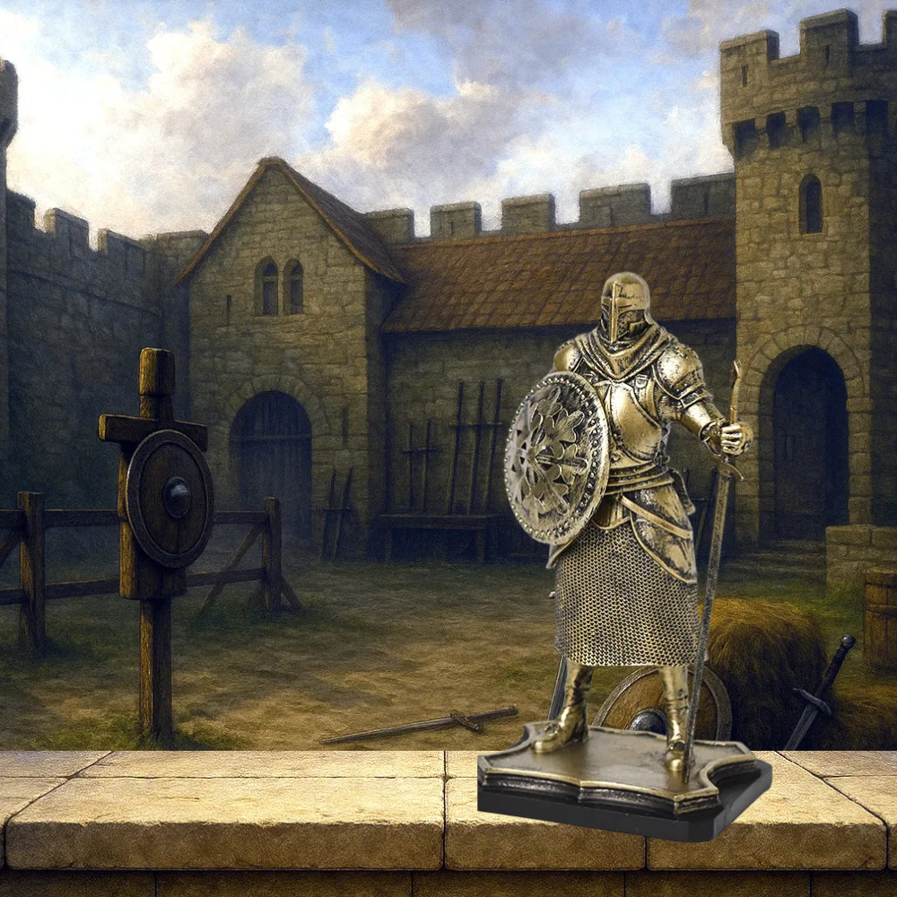 Medieval Knight Statues – Vintage Warrior Silver and Gold