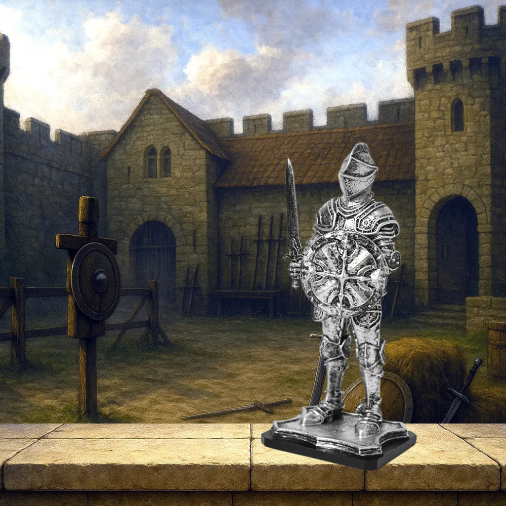 Medieval Knight Statues – Vintage Warrior Silver and Gold