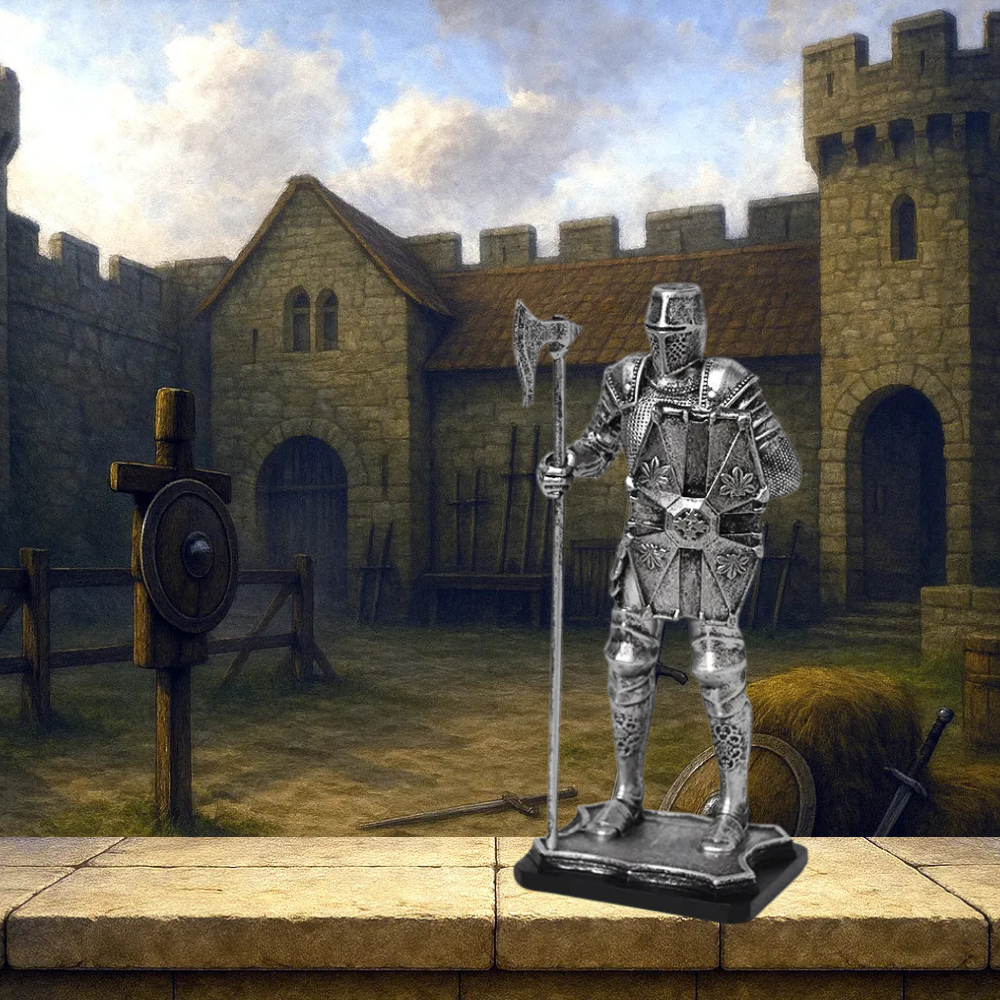 Medieval Knight Statues – Vintage Warrior Silver and Gold